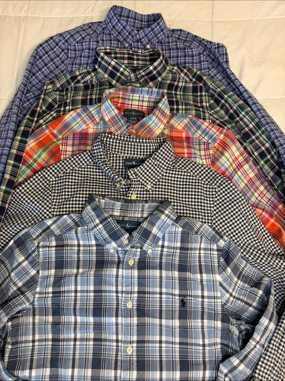 Kids LOT of 5 Ralph Lauren Button-Down Shirts Size 14/16 (L)